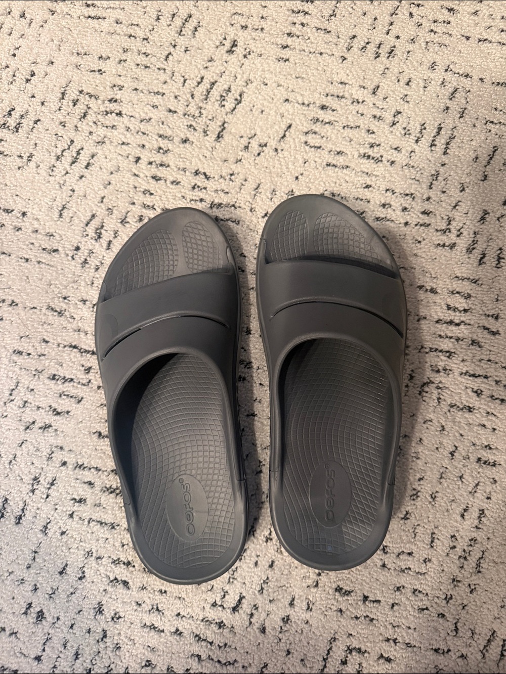 OOFOs Gray Slide Sandals